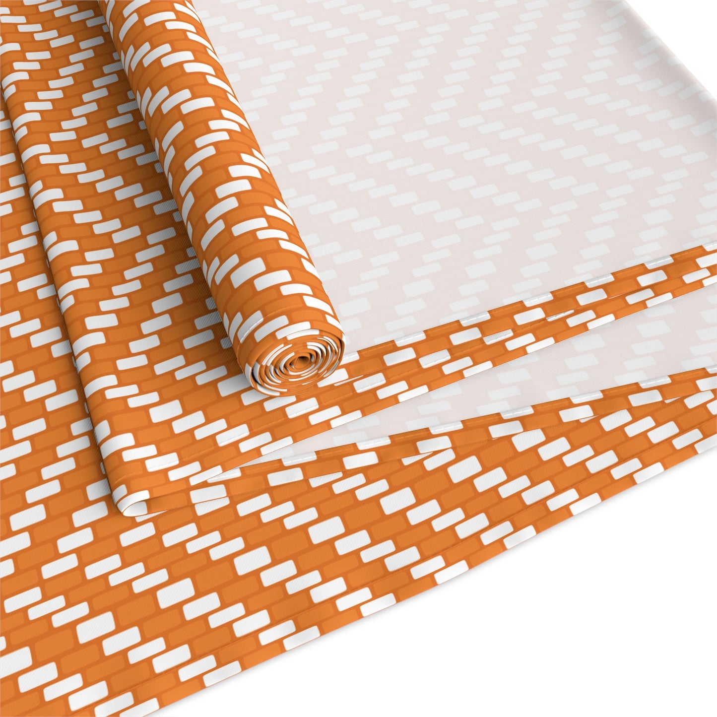 Table Runner | Orange & White | Herringbone
