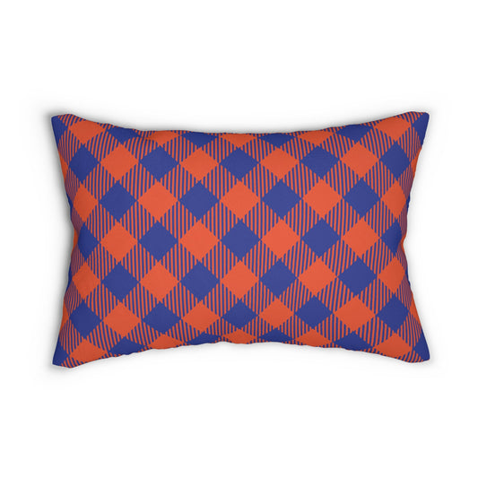 Pillow | Bright Blue & Orange | Gingham