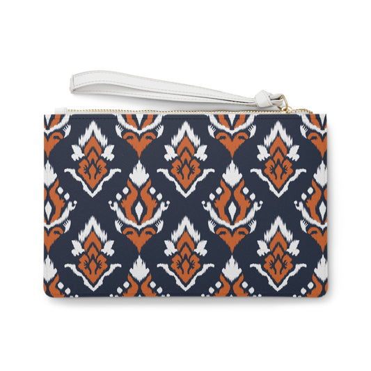 Clutch Bag | Orange & Blue | Ikat