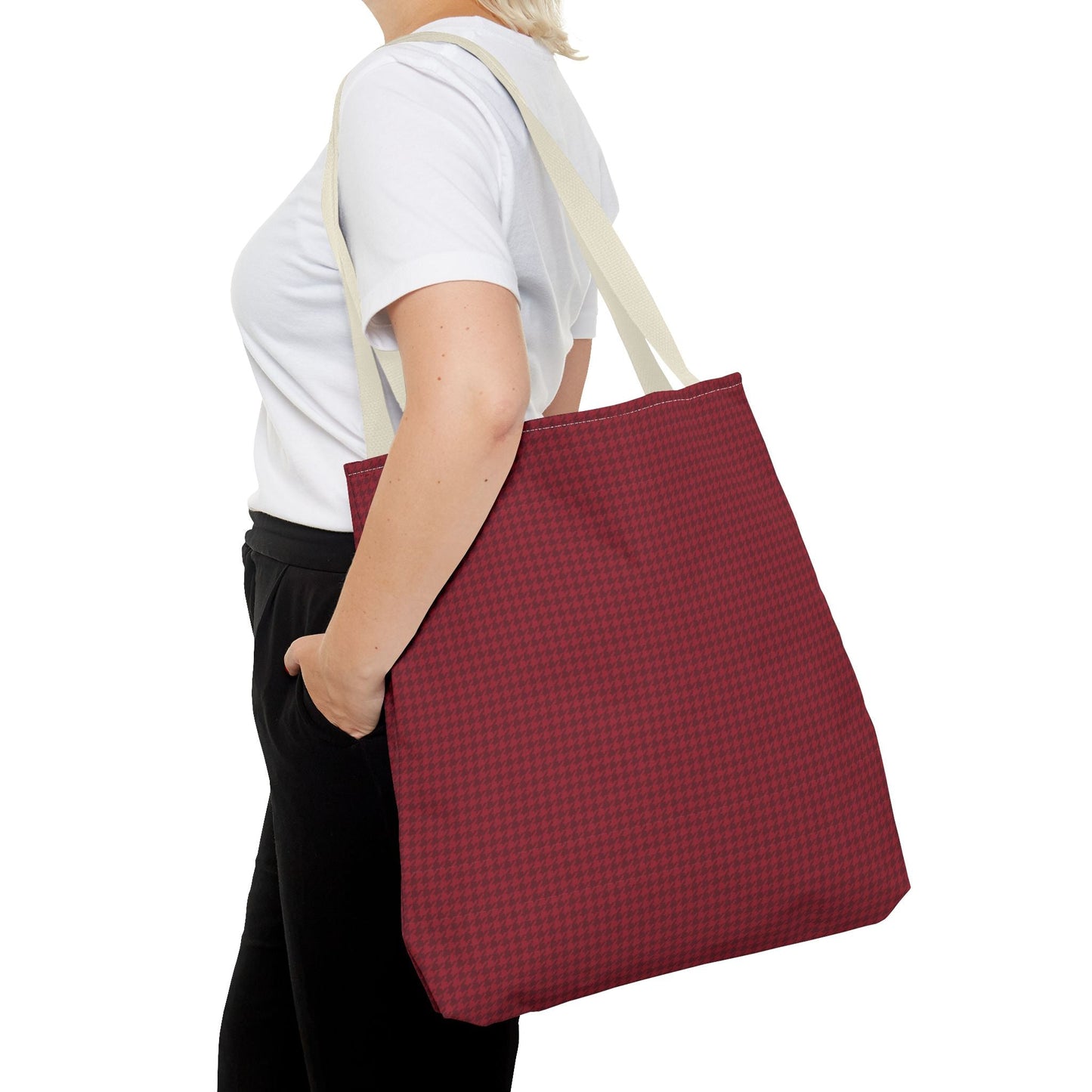 Tote Bag | Maroon & White | Houndstooth