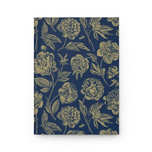 Hardcover Journal | Blue & Gold | Peony