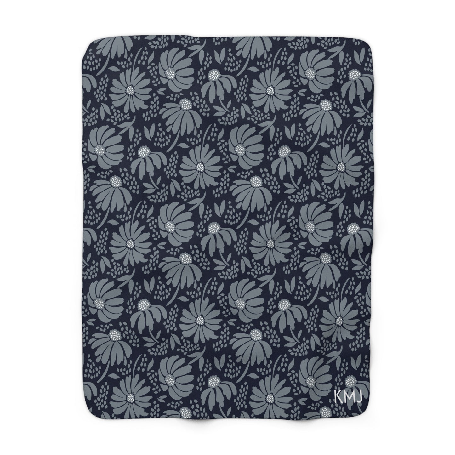 Sherpa Fleece Blanket- Personalized | Navy & White | Bellis