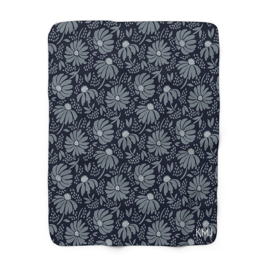 Sherpa Fleece Blanket- Personalized | Navy & White | Bellis