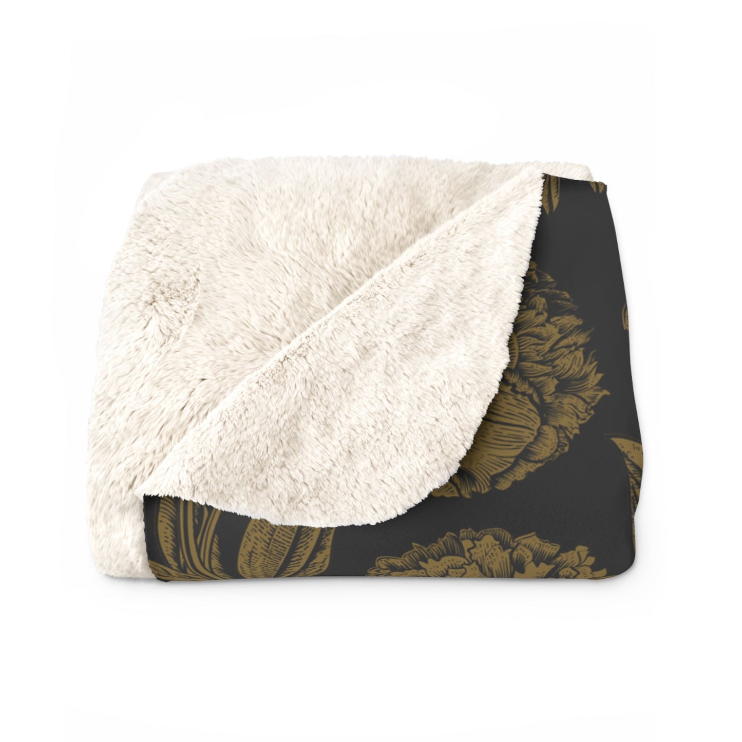 Sherpa Fleece Blanket | Black & Gold | Peony