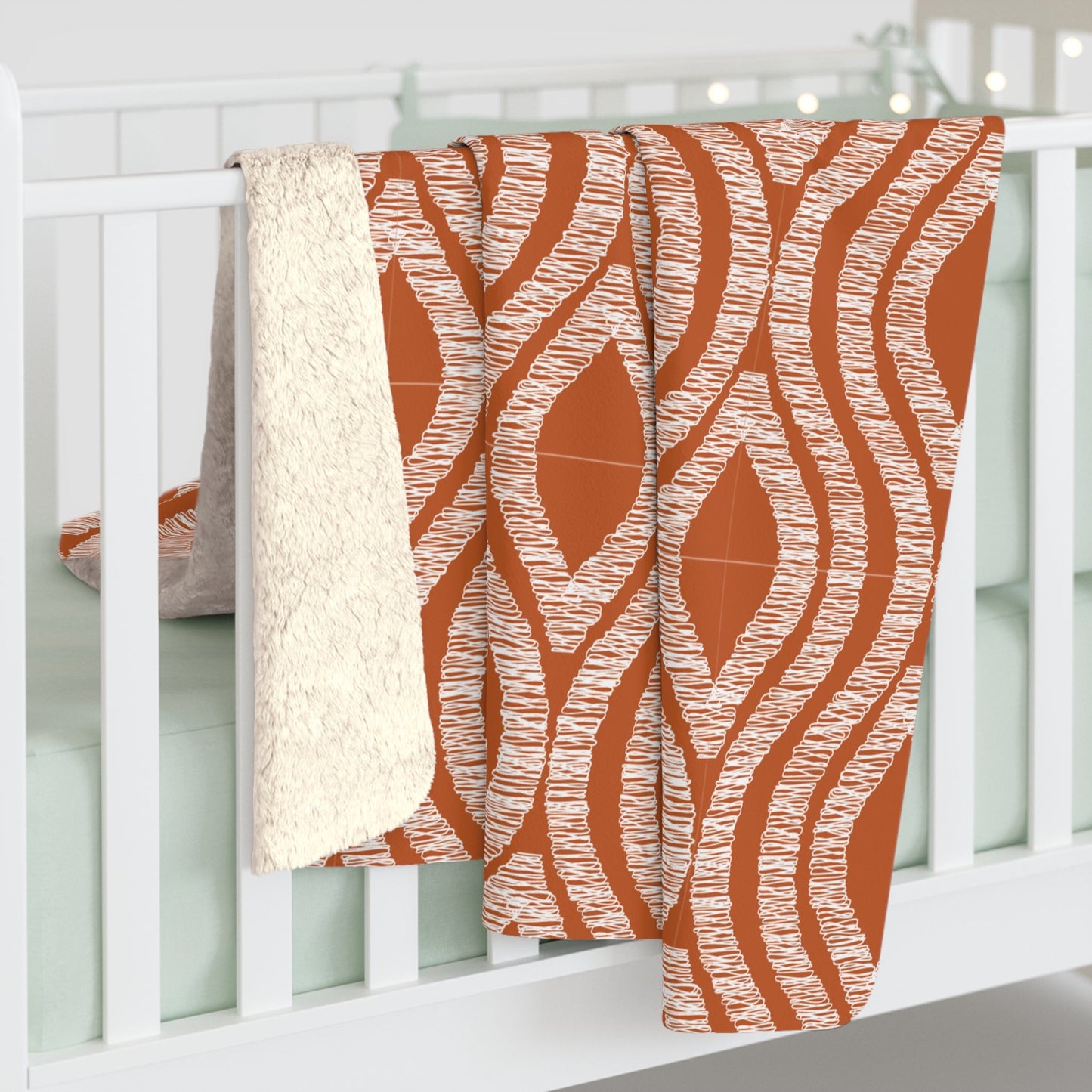 Sherpa Blanket | Dark Orange & White | Ogee