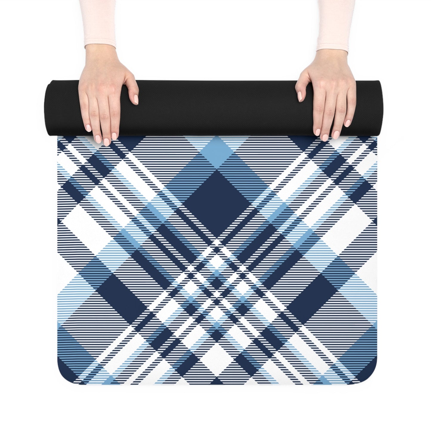 Yoga Mat | Light Blue & White | Tartan