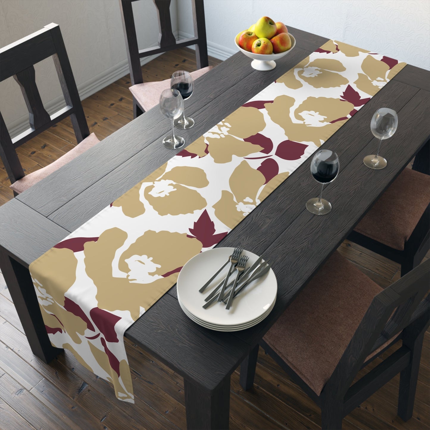 Table Runner | Maroon & Gold | Poppy