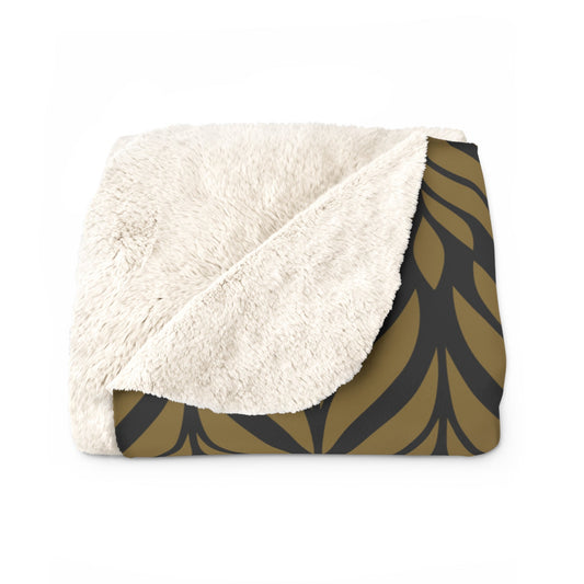Sherpa Fleece Blanket | Black & Gold | Palm