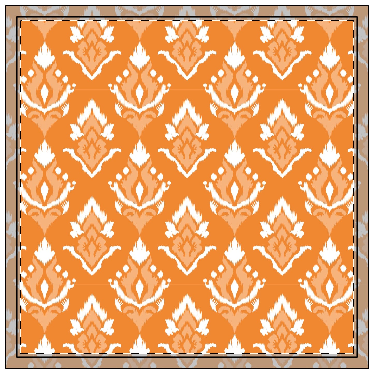 Napkin 4-set | Orange & White | Ikat