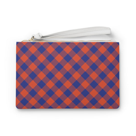 Clutch Bag | Bright Blue & Orange | Gingham