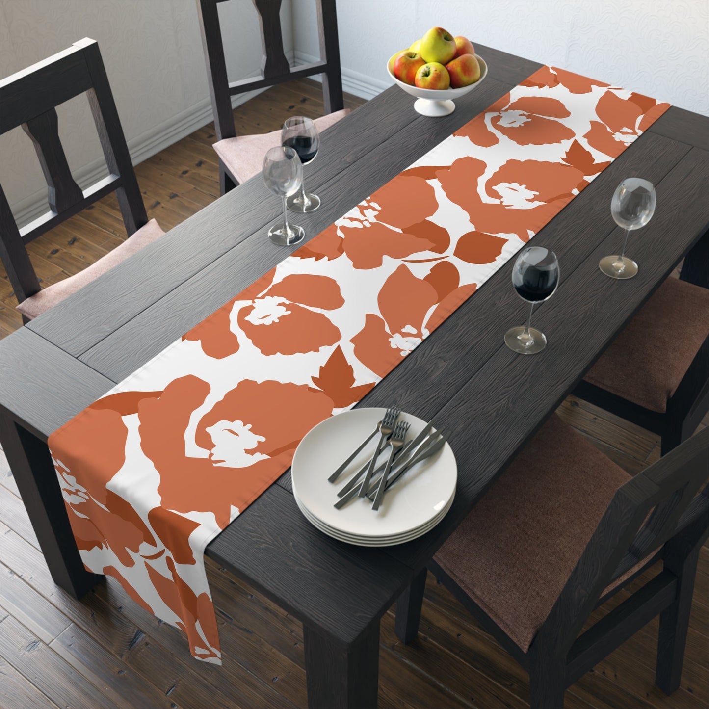 Table Runner | Dark Orange & White | Poppy