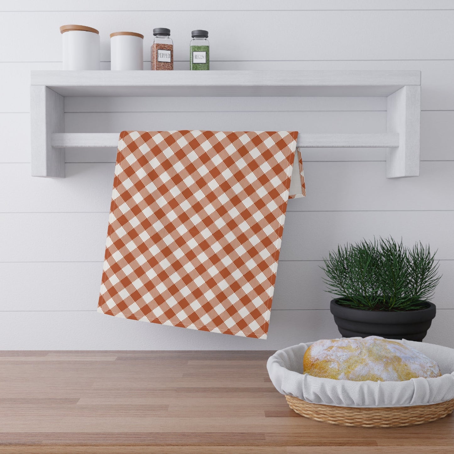 Tea Towels | Dark Orange & White | Gingham