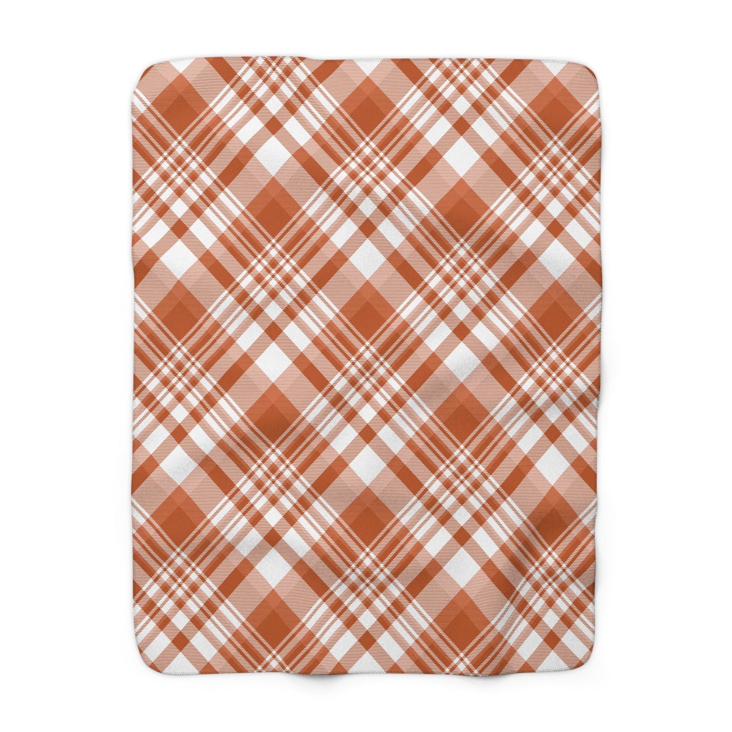 Sherpa Blanket | Dark Orange & White | Tartan