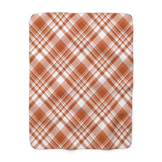 Sherpa Blanket | Dark Orange & White | Tartan