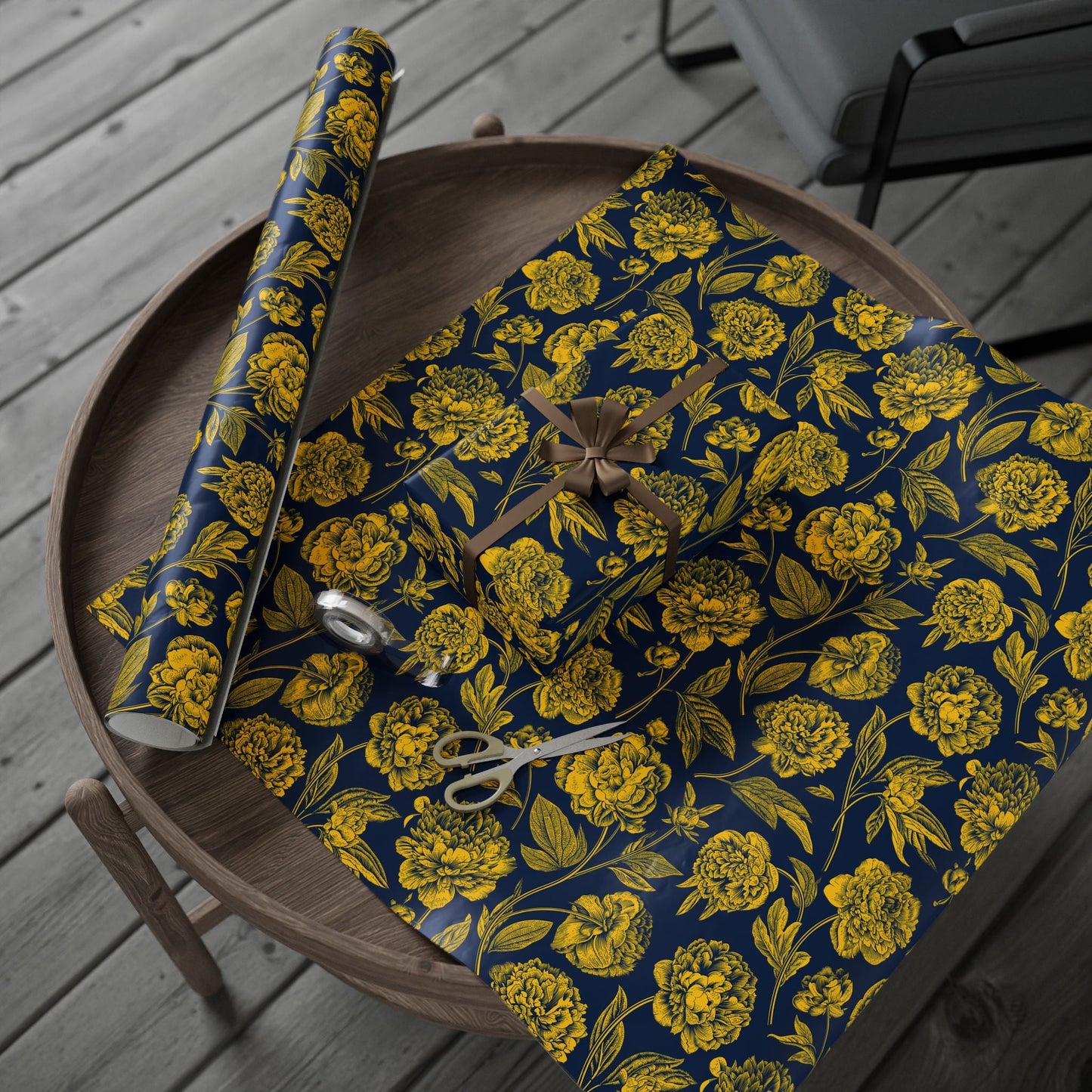 Gift Wrap | Yellow & Blue | Peony