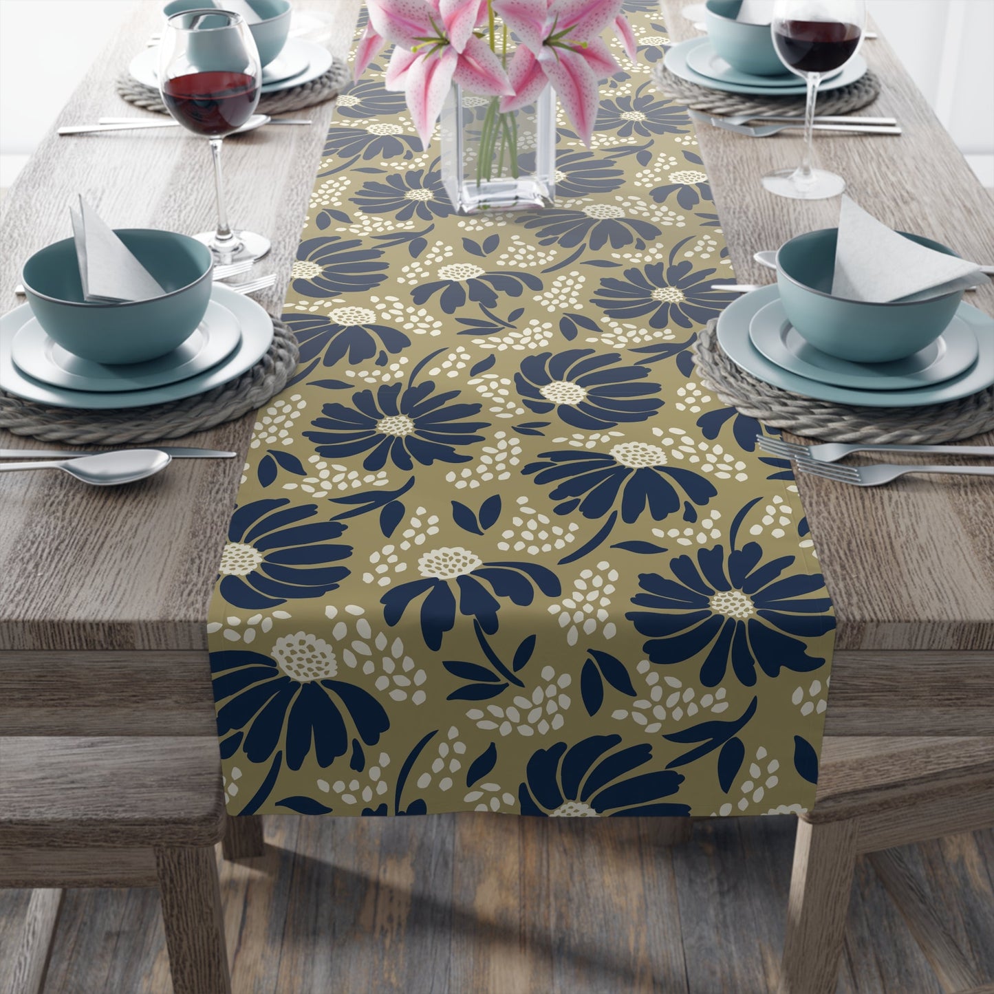 Table Runner | Blue & Gold | Bellis
