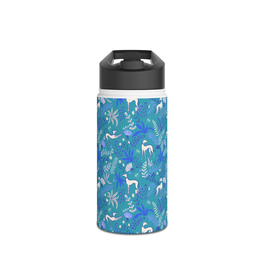 Insulated Water Bottle | Greyhounds | Teal Fern