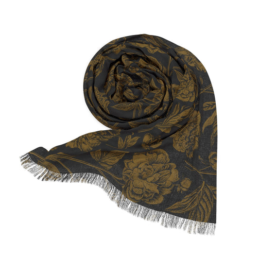 Scarf | Black & Gold | Peony