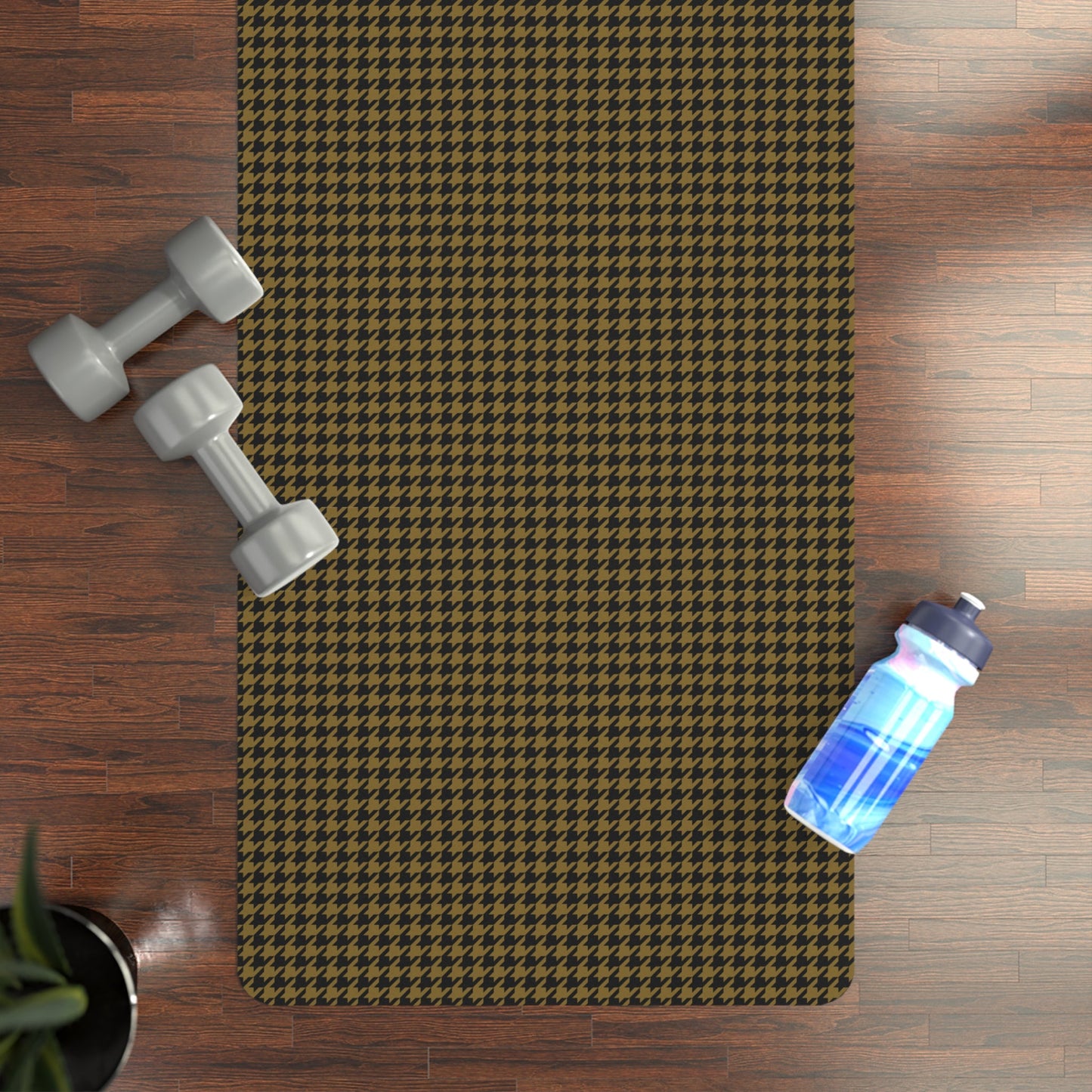 Yoga Mat | Black & Gold | Houndstooth