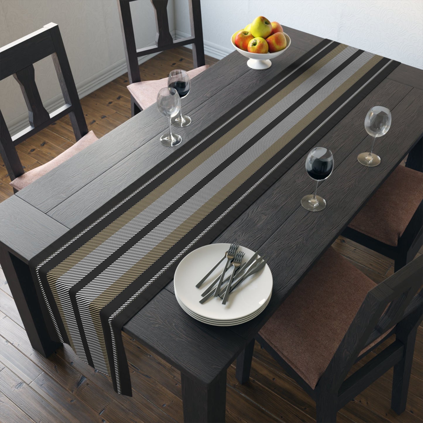 Table Runner | Black & Gold | Stripe