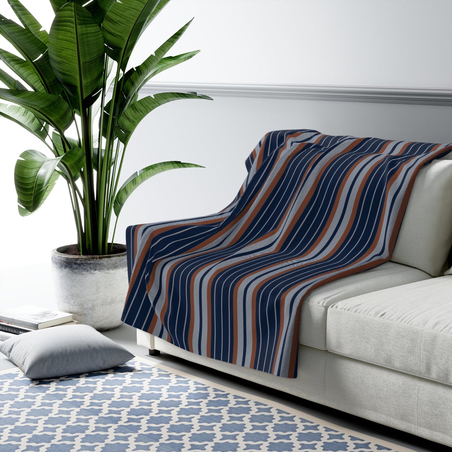 Sherpa Blanket | Orange & Blue | Stripe