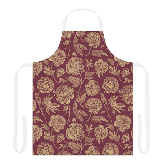 Apron | Maroon & Gold | Peony