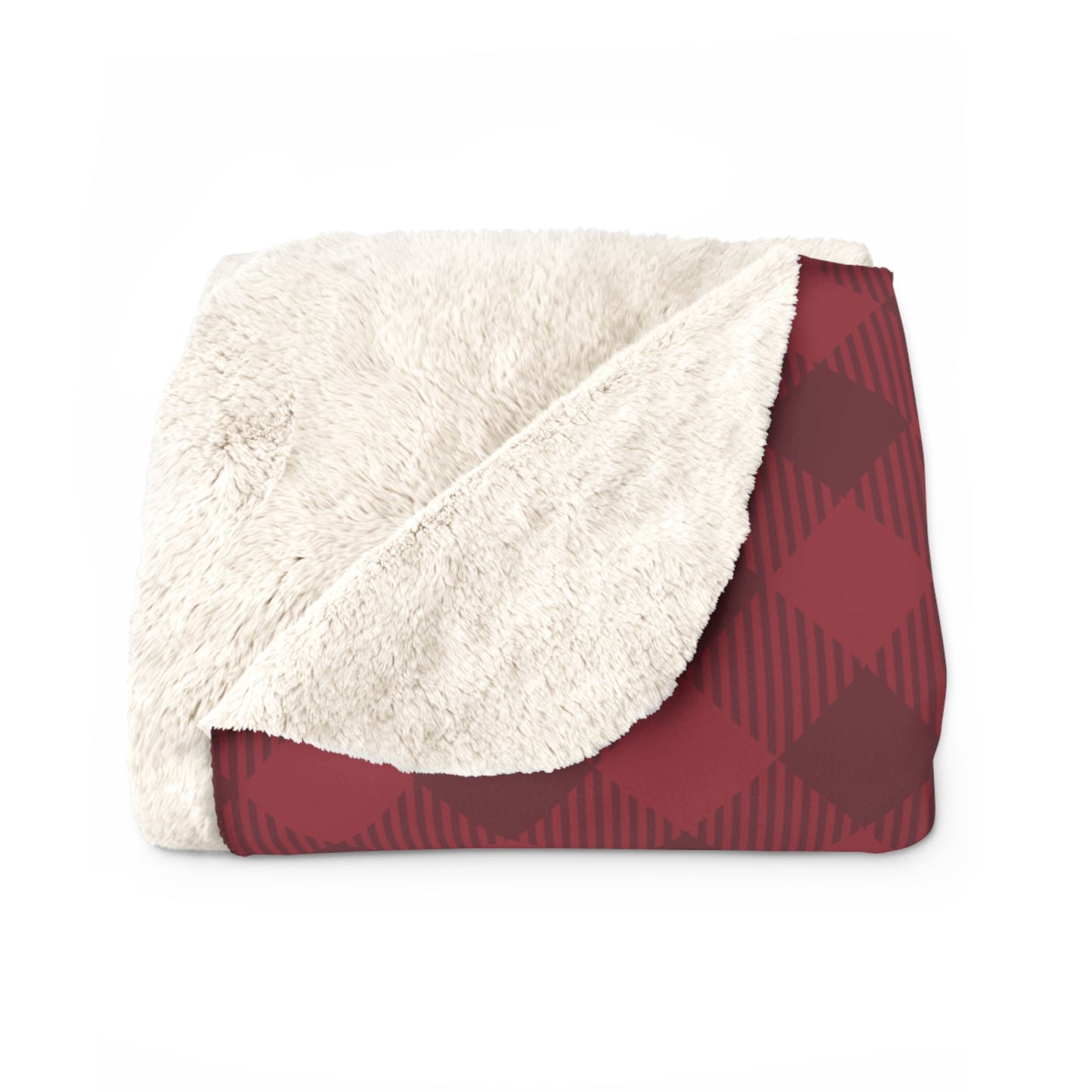 Sherpa Fleece Blanket | Maroon & White | Gingham