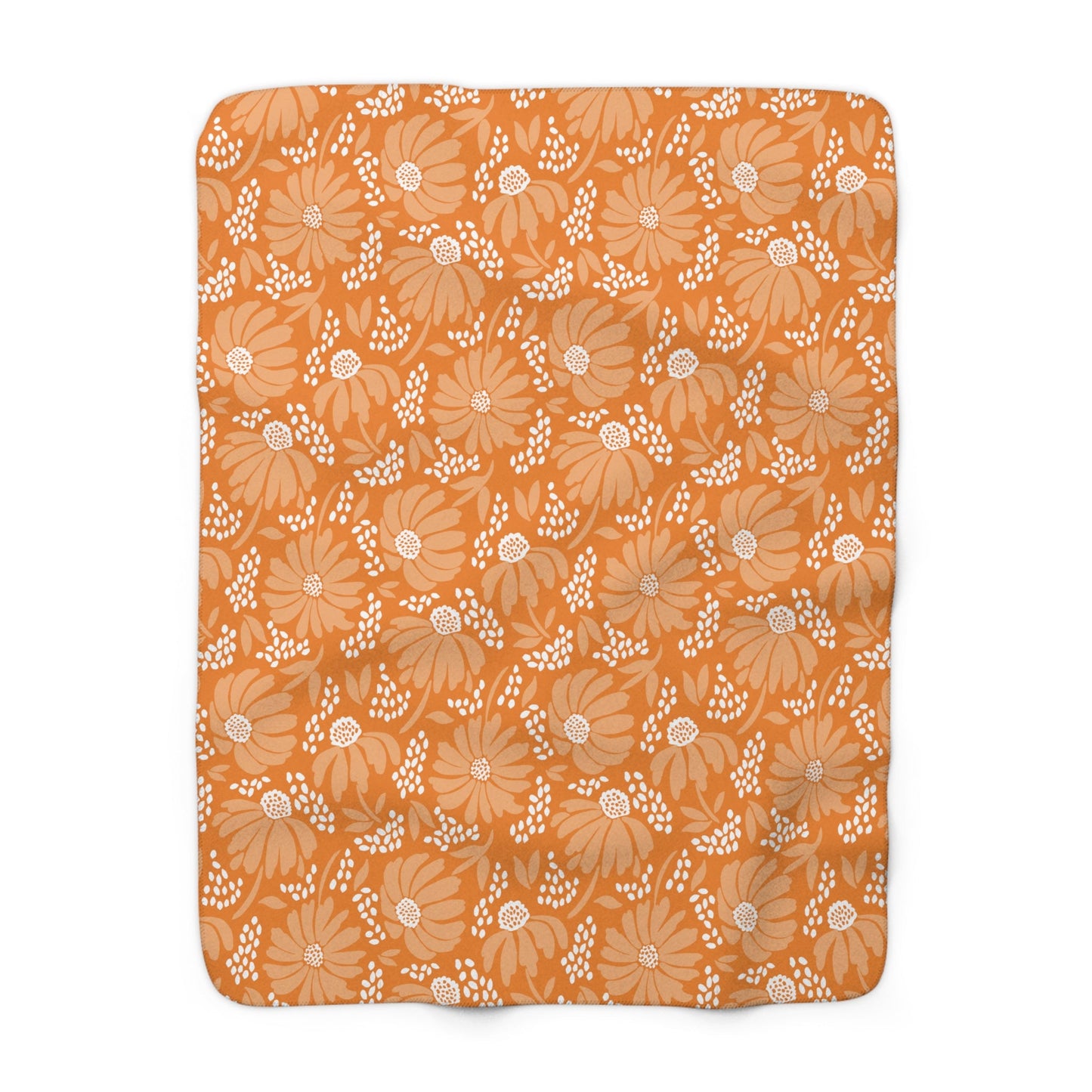 Sherpa Fleece Blanket | Orange & White | Bellis