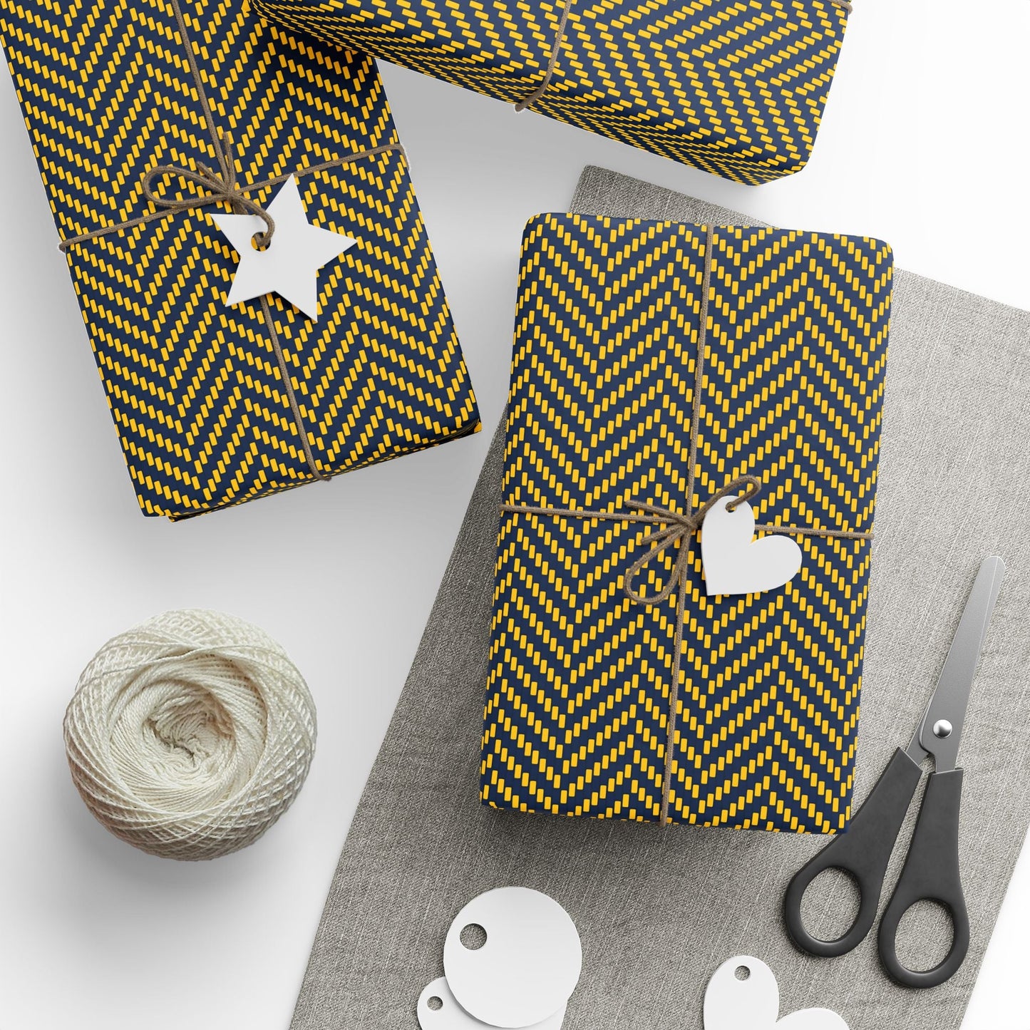 Gift Wrap | Yellow & Blue | Herringbone