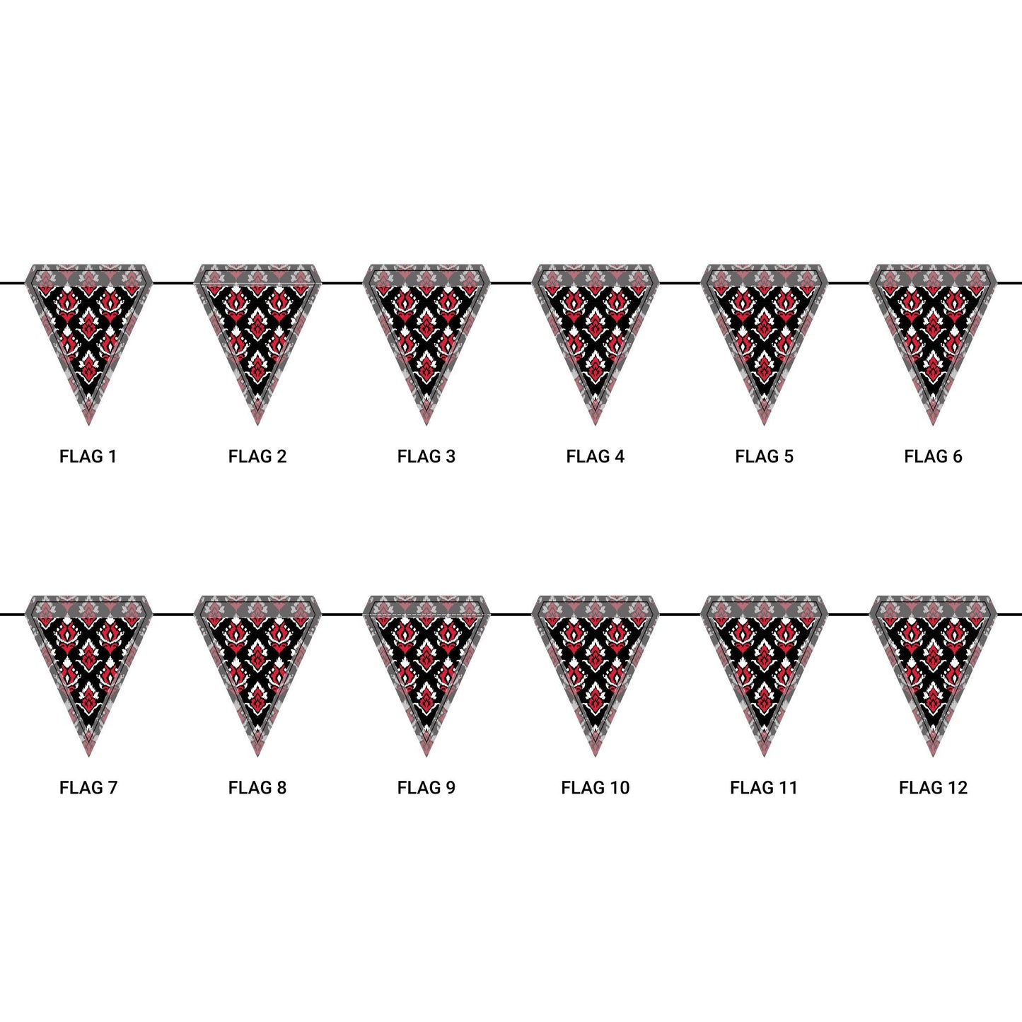 Flag Garland | Red & Black | Ikat