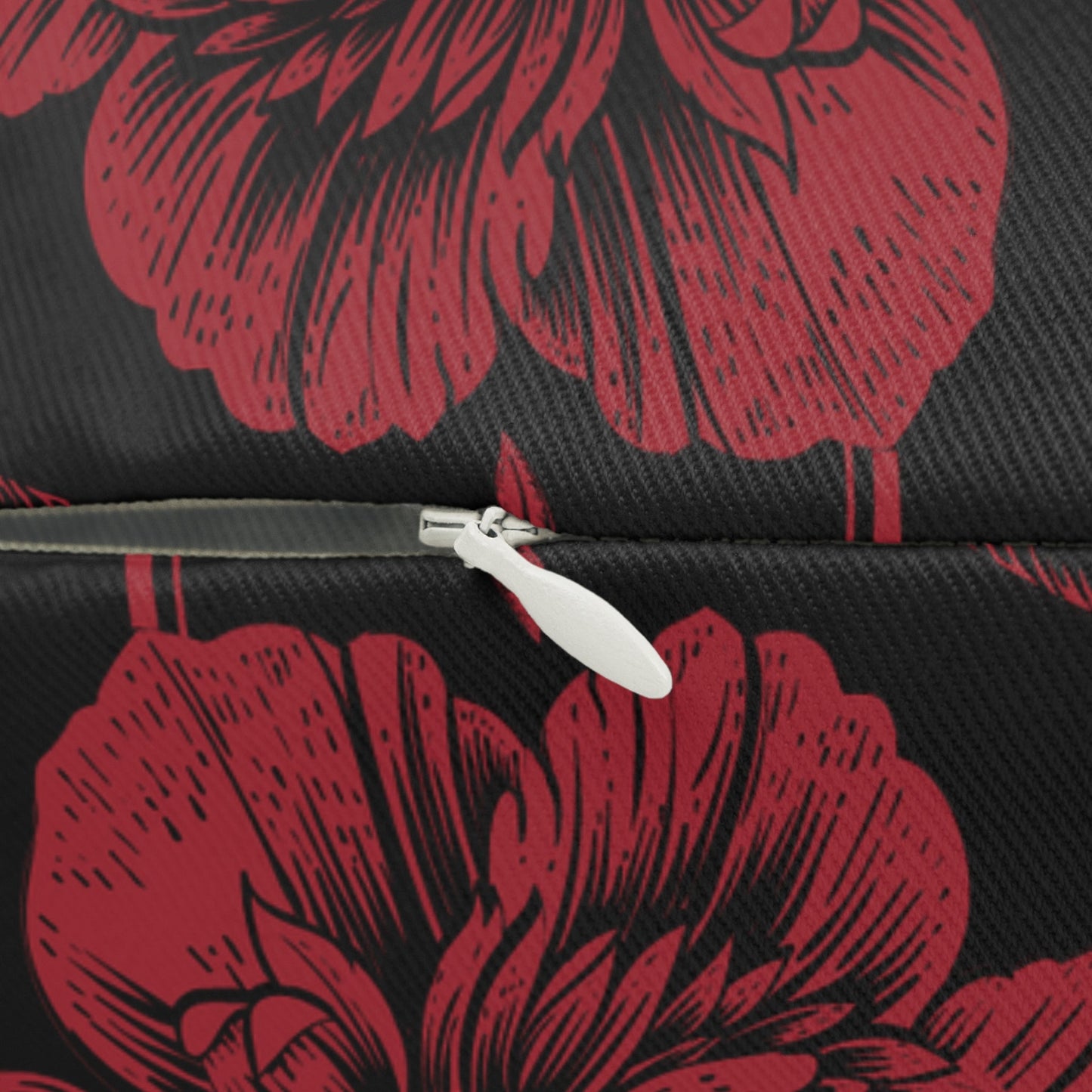 Pillow | Red & Black | Peony