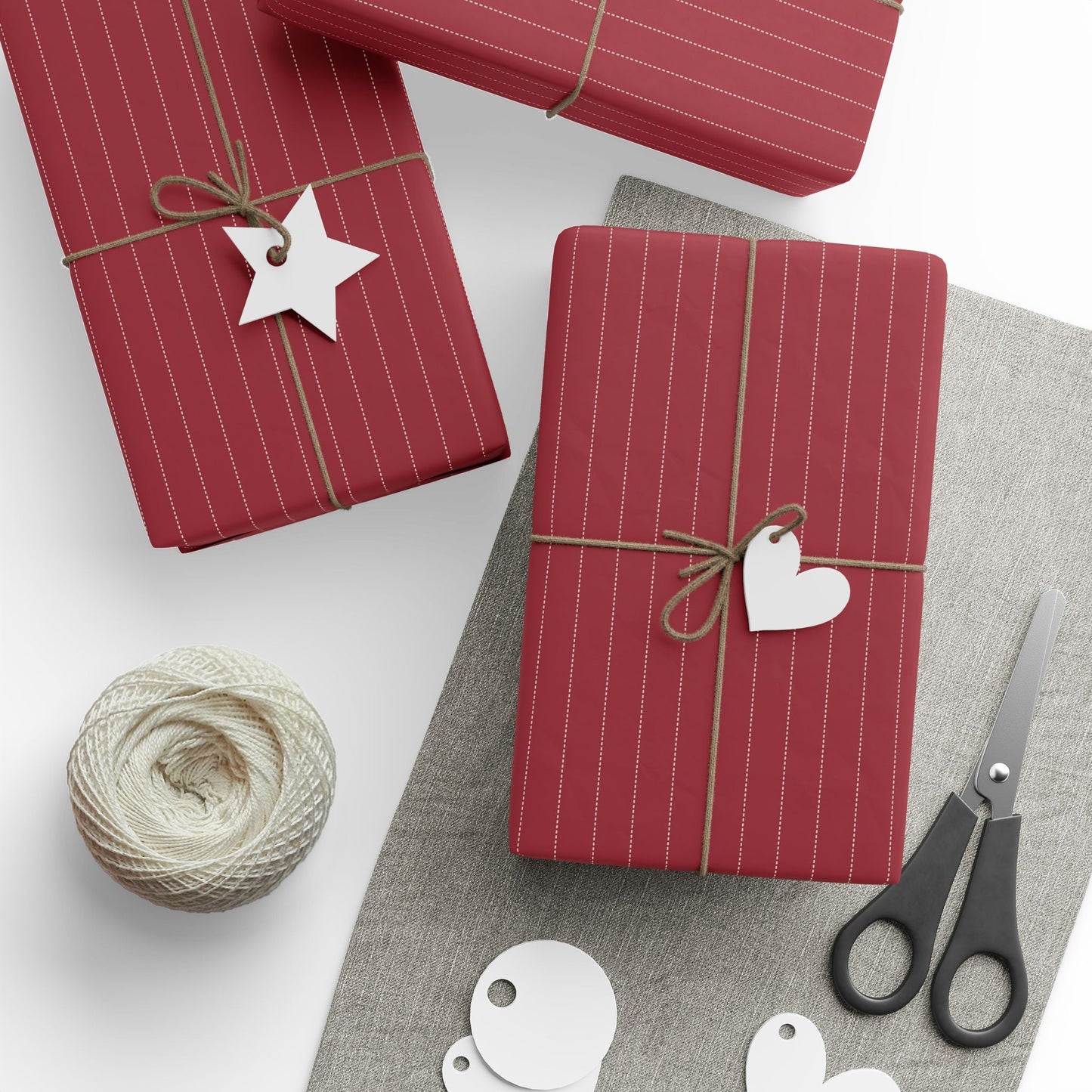 Gift Wrap | Maroon & White | Pinstripe