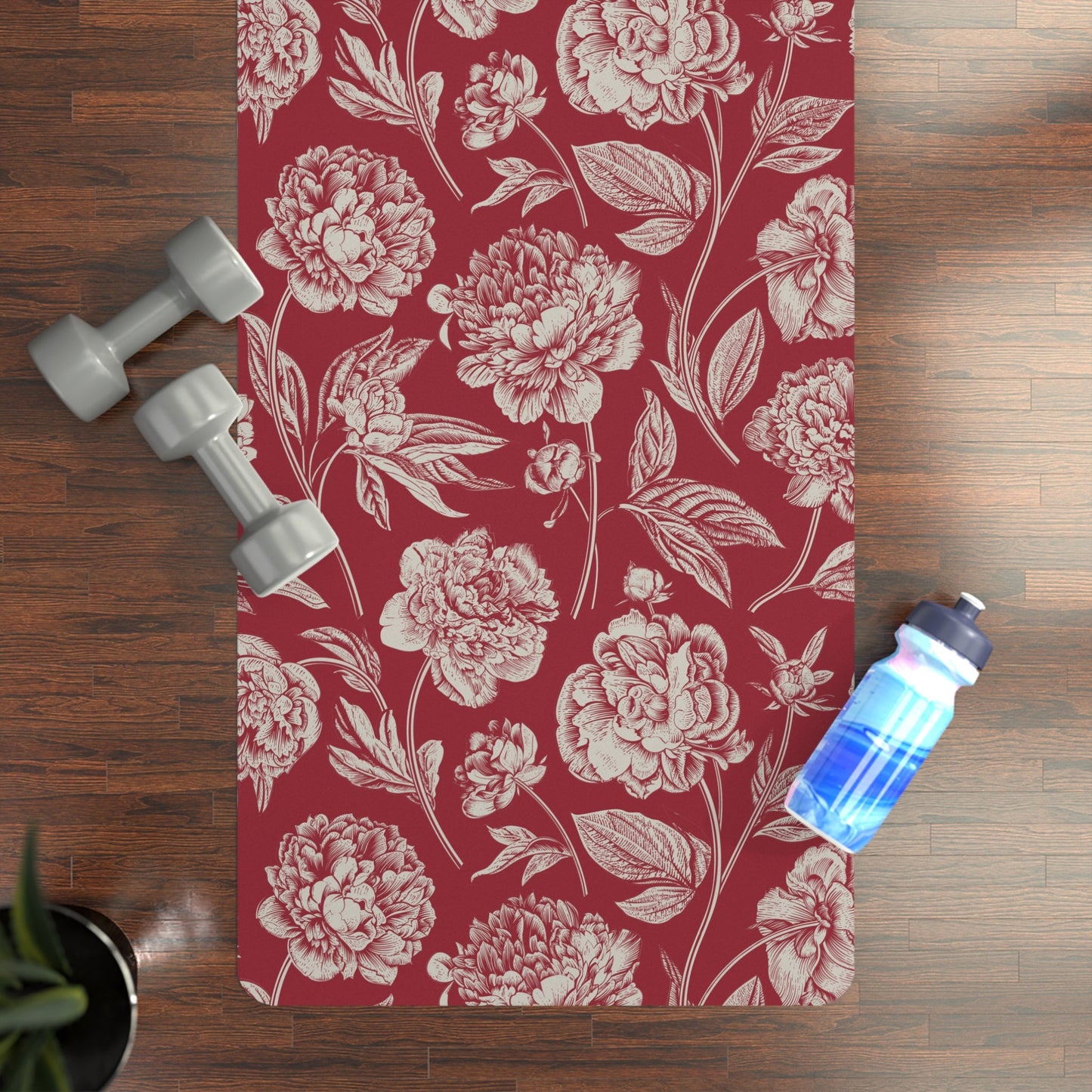 Yoga Mat | Maroon & White | Peony