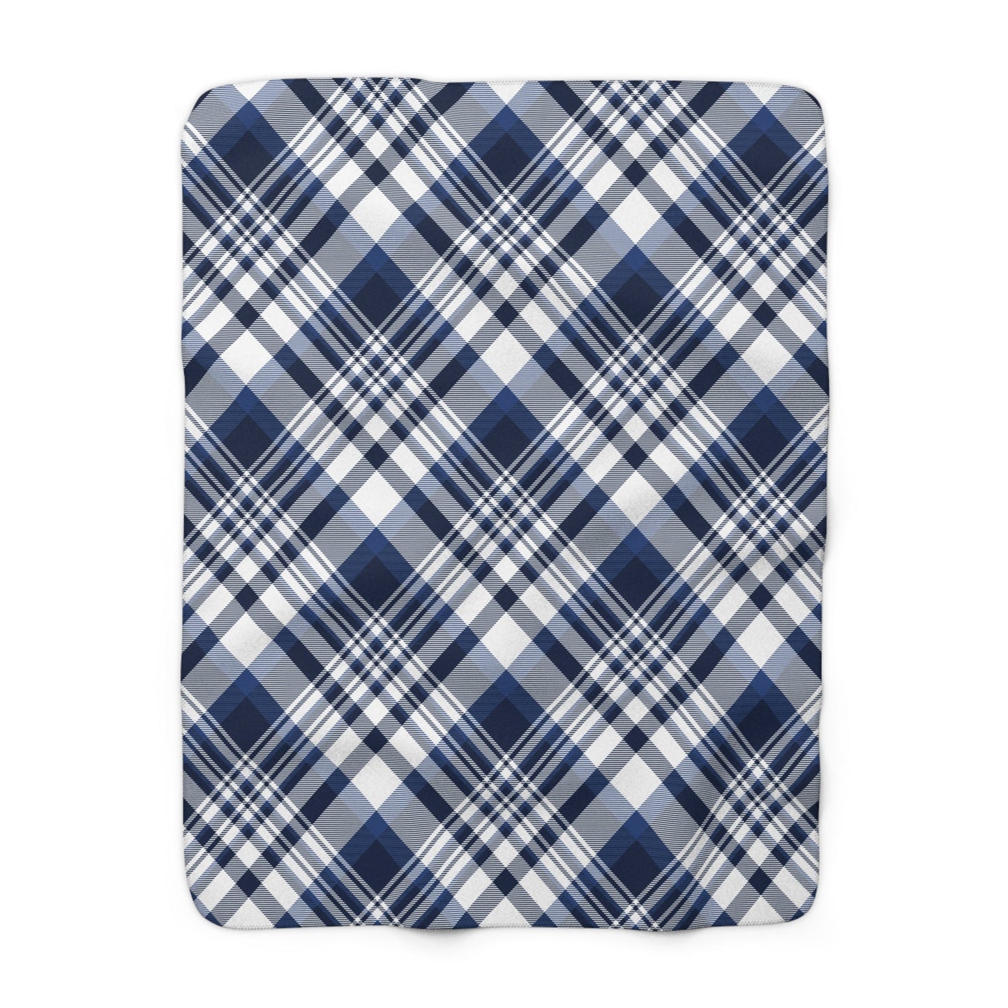 Sherpa Fleece Blanket | Navy & White | Tartan