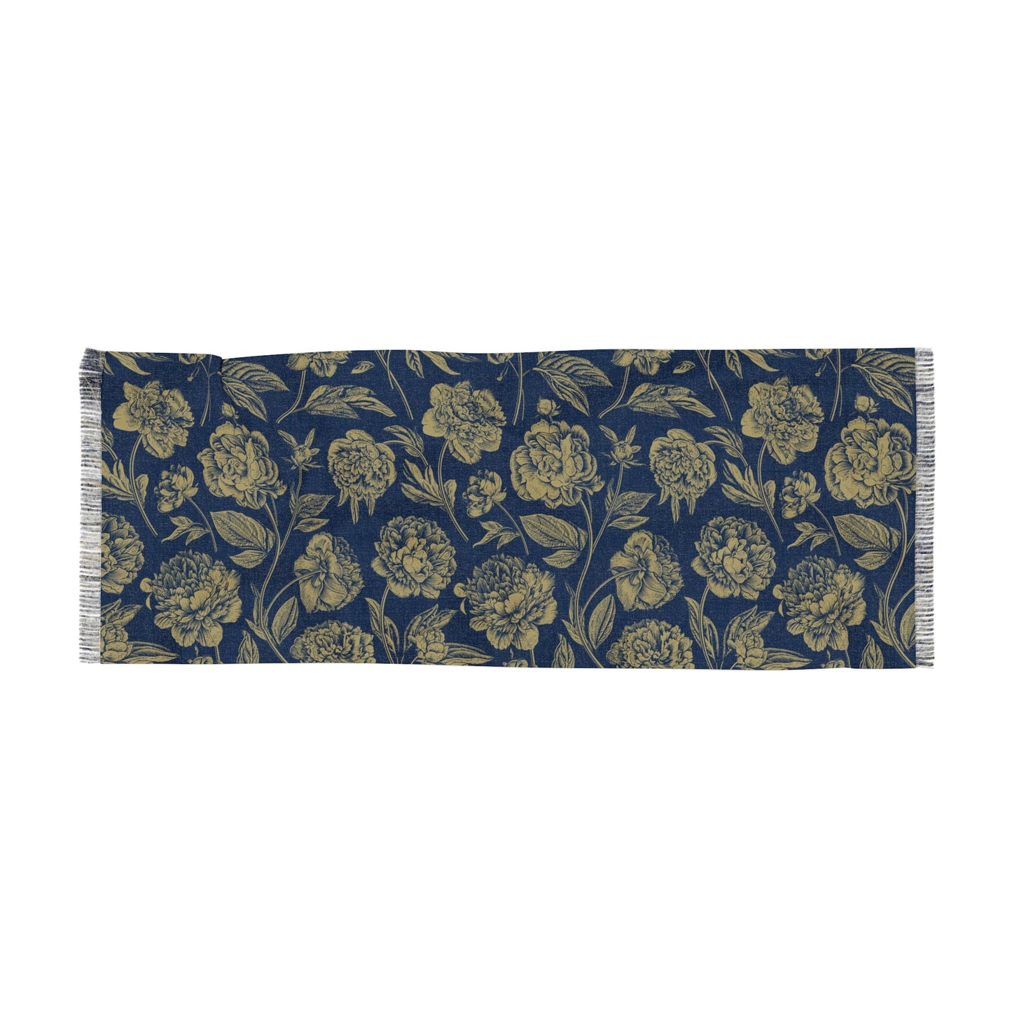 Scarf | Blue & Gold | Peony