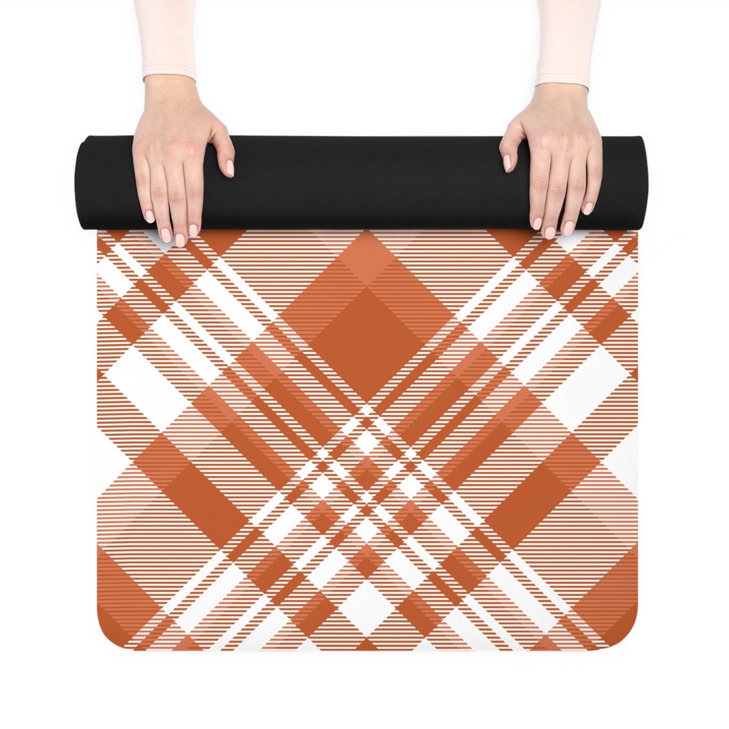 Yoga Mat | Dark Orange & White | Tartan