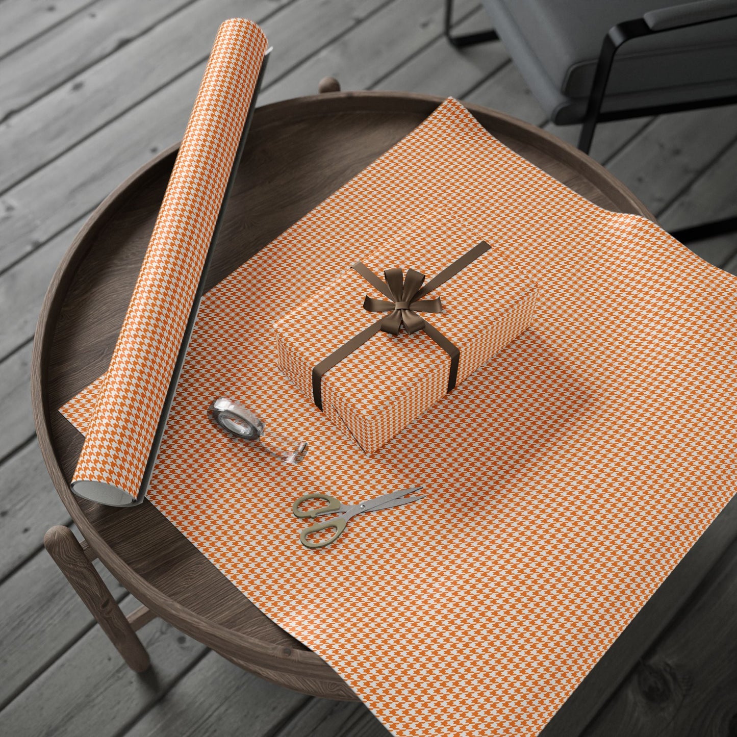 Gift Wrap | Orange & White | Houndstooth