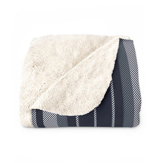 Sherpa Fleece Blanket- Personalized | Navy & White | Stripe