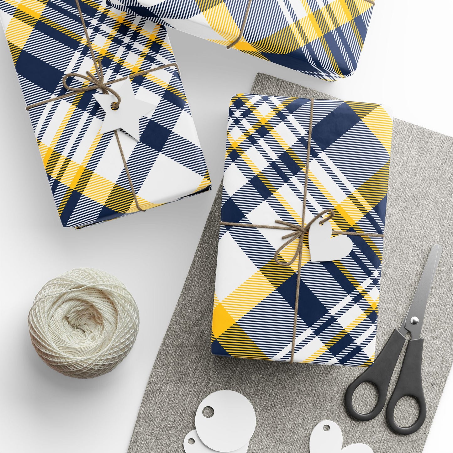Gift Wrap | Yellow & Blue | Tartan