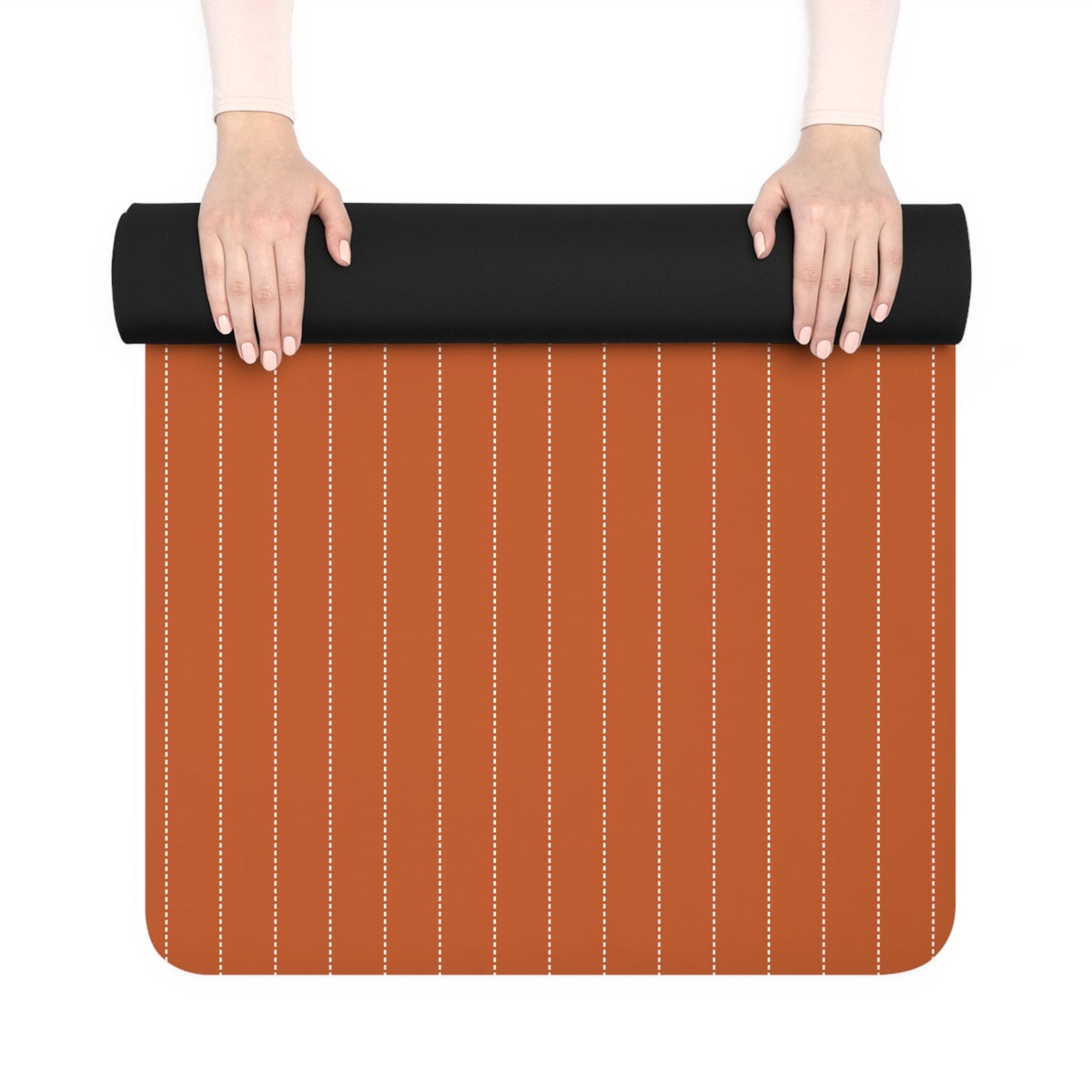Yoga Mat | Dark Orange & White | Pinstripe