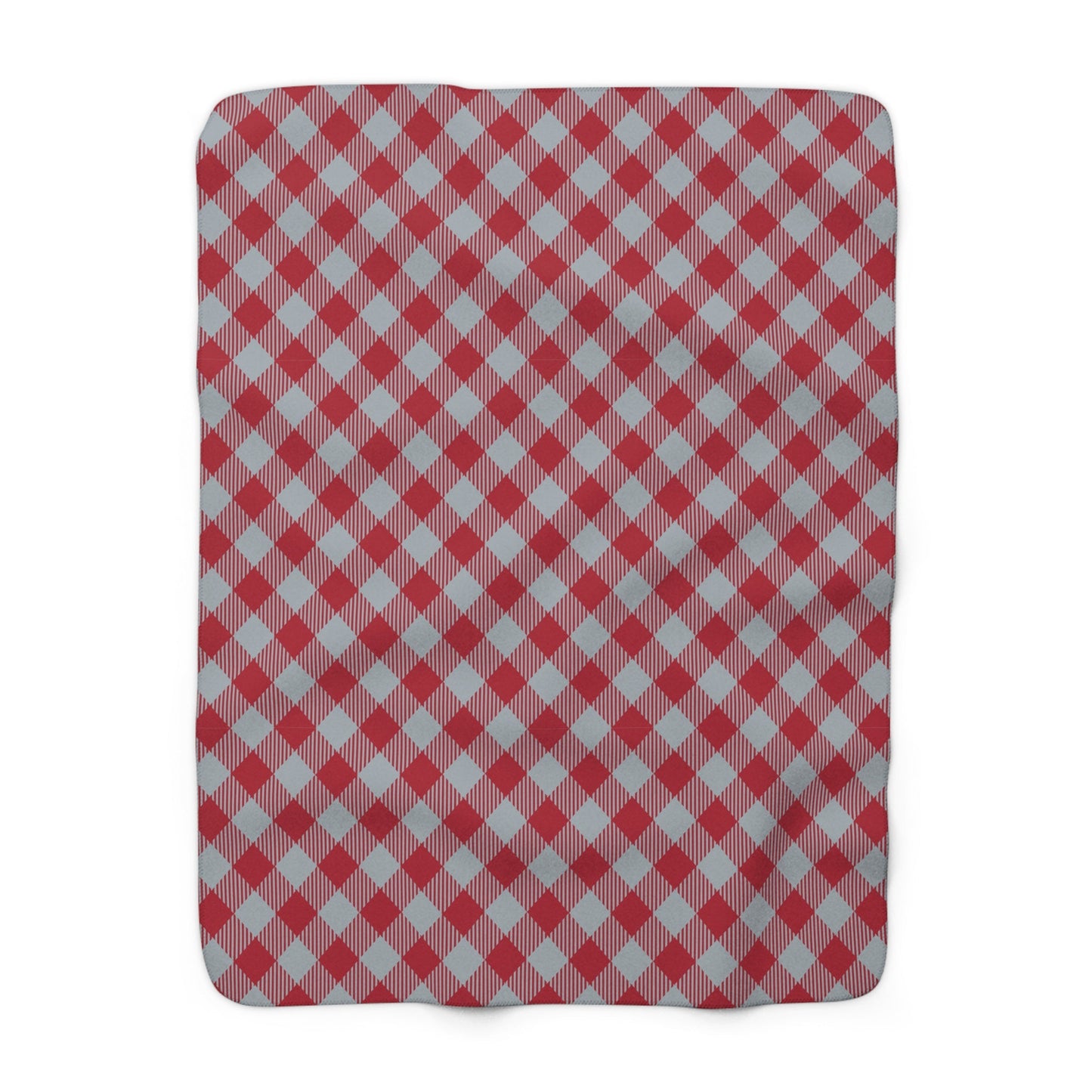Sherpa Blanket | Red & Gray | Gingham