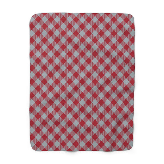 Sherpa Blanket | Red & Gray | Gingham
