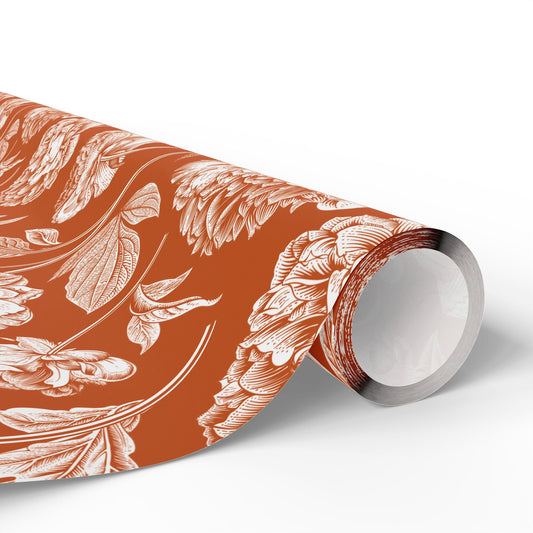 Gift Wrap | Dark Orange & White | Peony