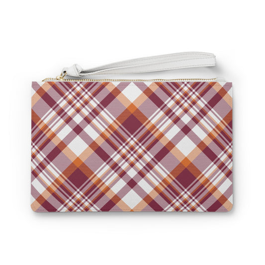 Clutch Bag | Maroon & Orange | Tartan
