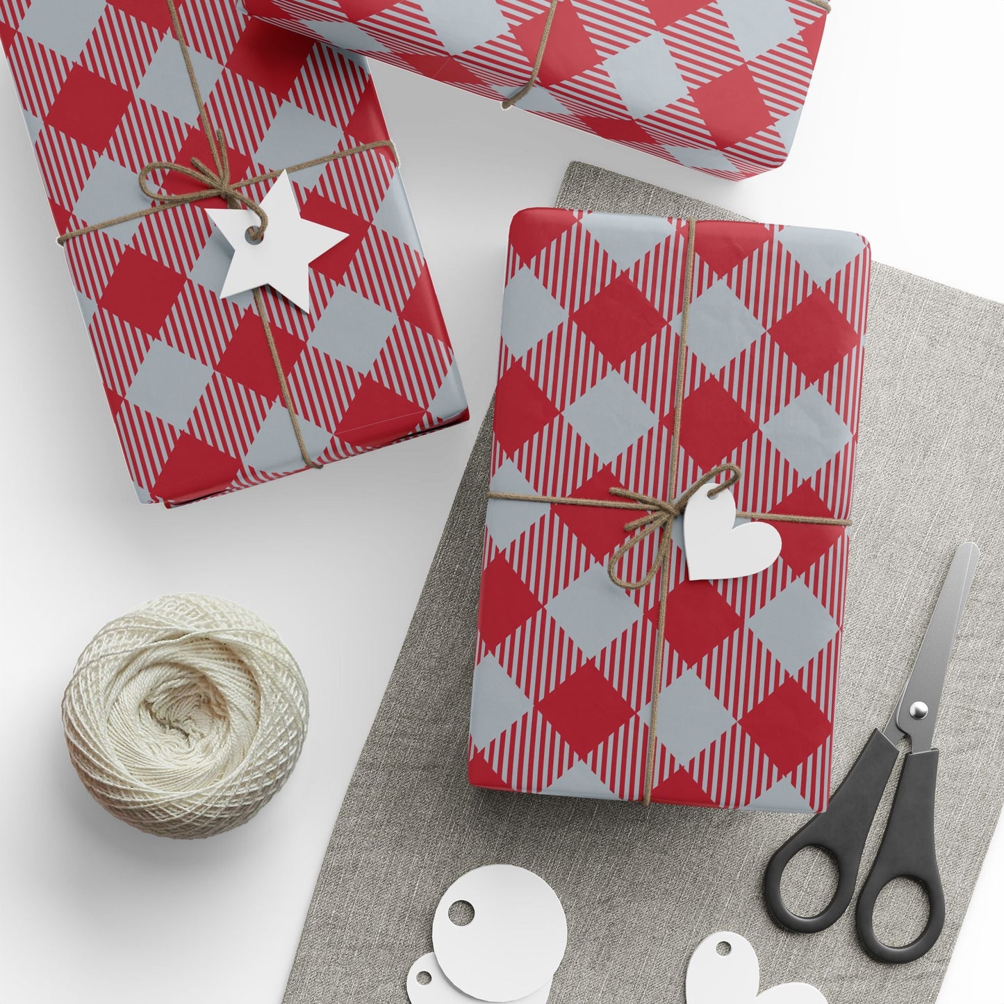 Gift Wrap | Red & Gray | Gingham