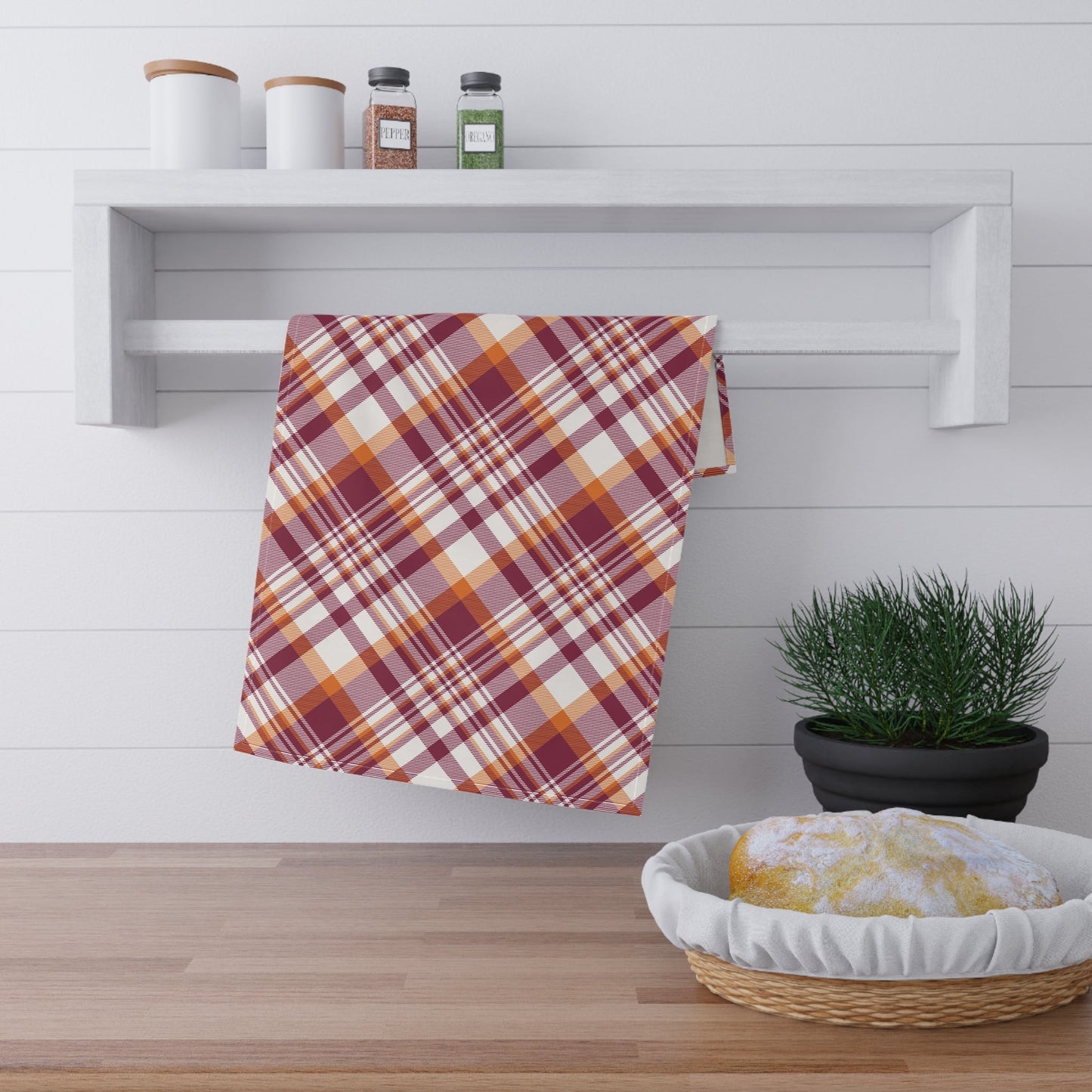Tea Towels | Maroon & Orange | Tartan