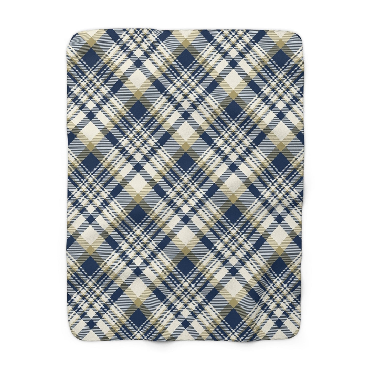 Sherpa Fleece Blanket | Blue & Gold | Tartan