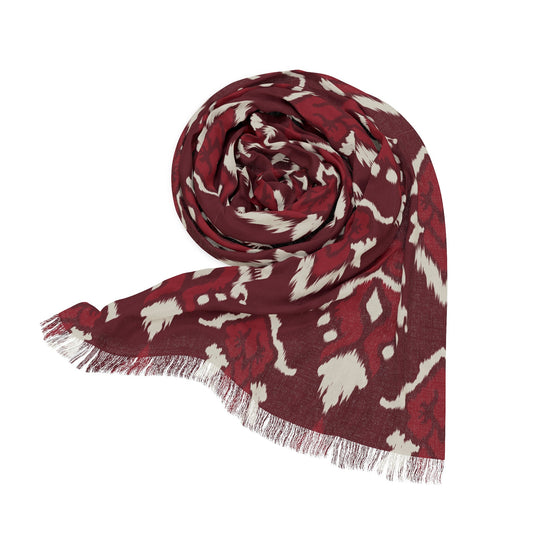 Scarf | Maroon & White | Ikat