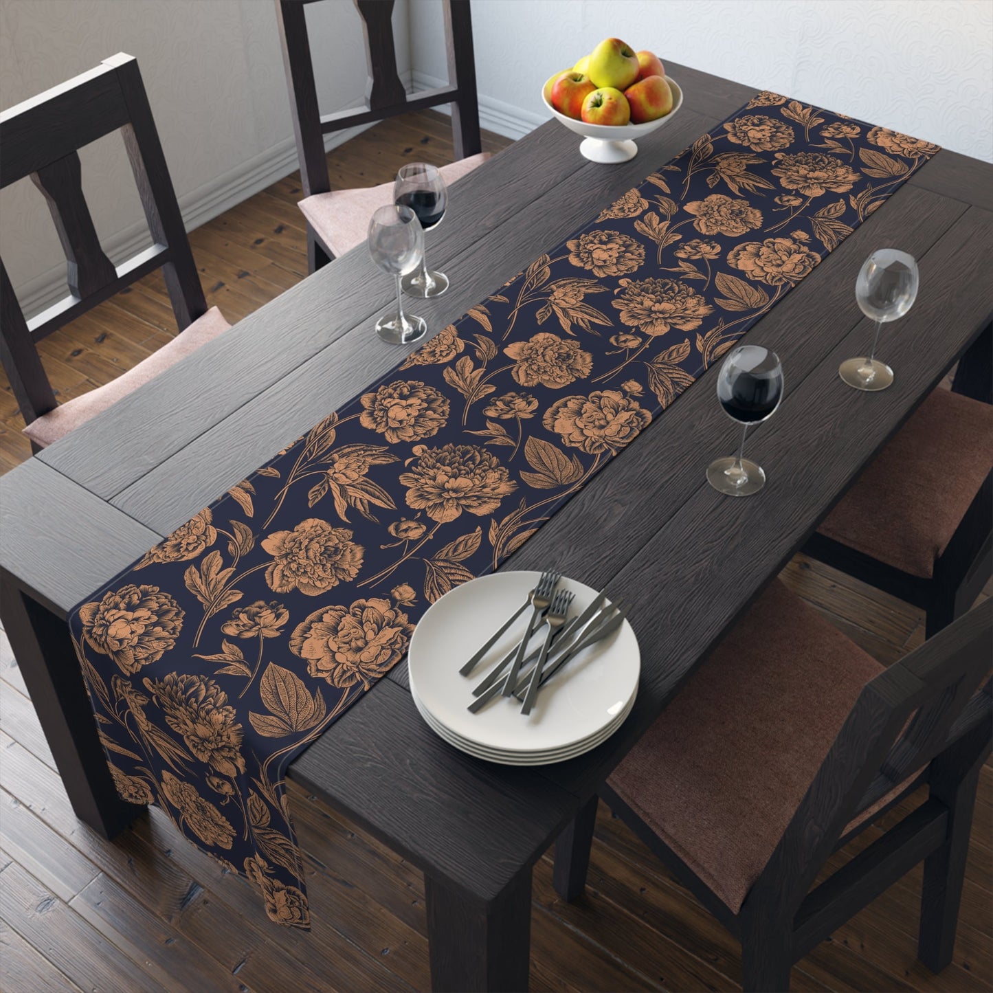 Table Runner | Orange & Blue | Peony