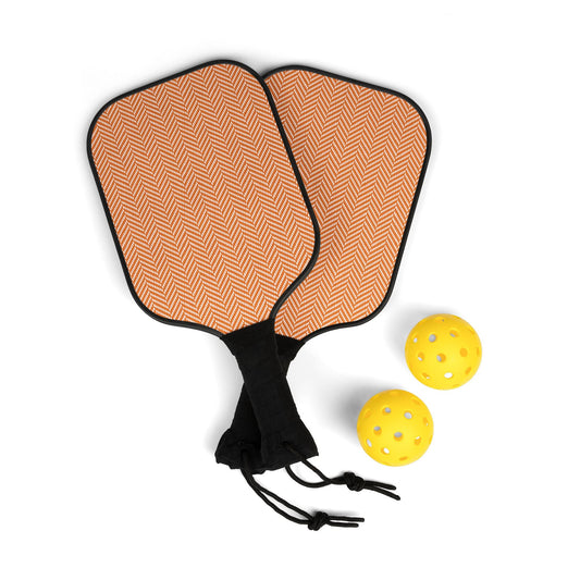 Pickleball Paddle Kit | Orange & White | Herringbone